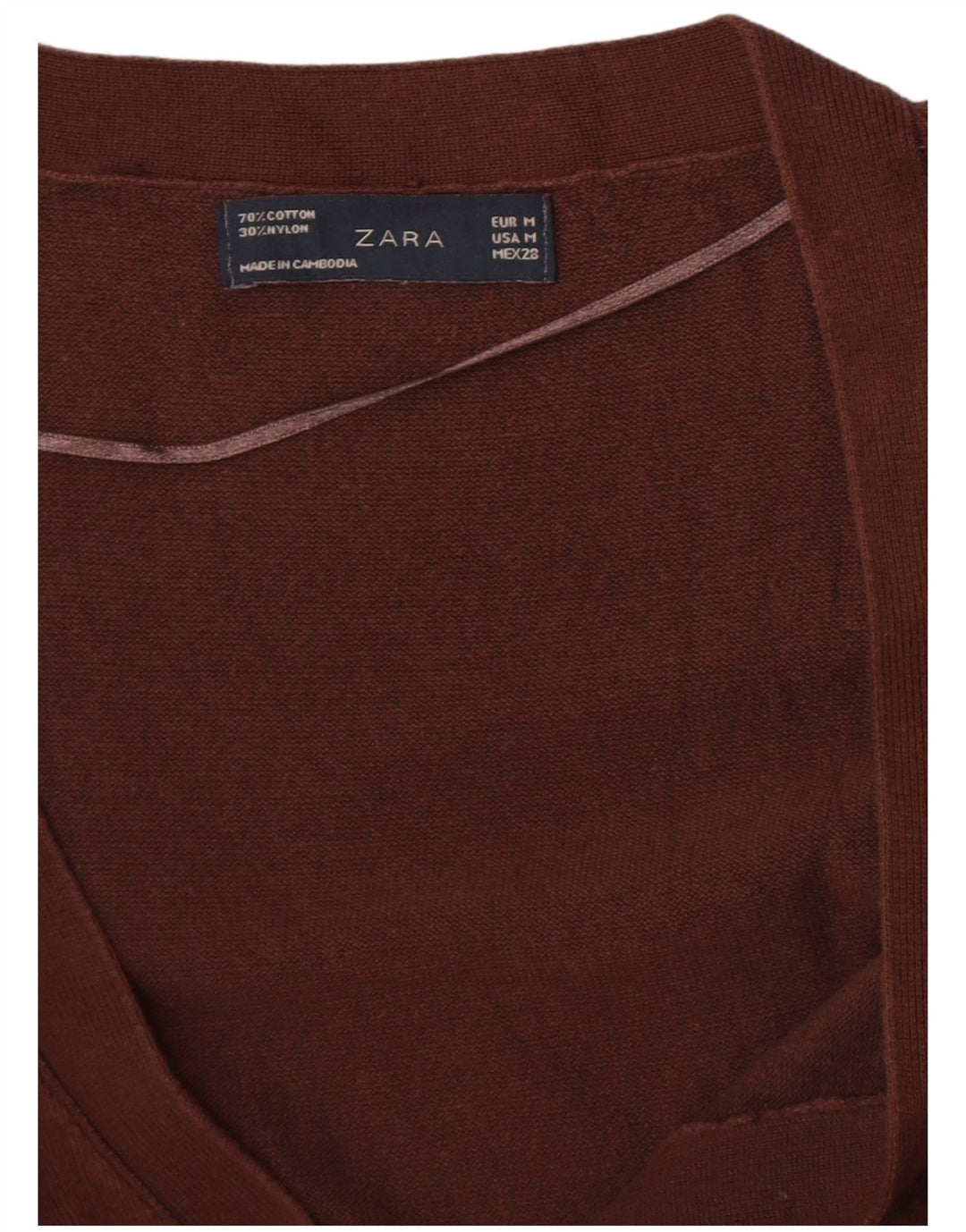 Zara Damen-Cardigan-Pullover UK 12 Mittelbraune Baumwolle