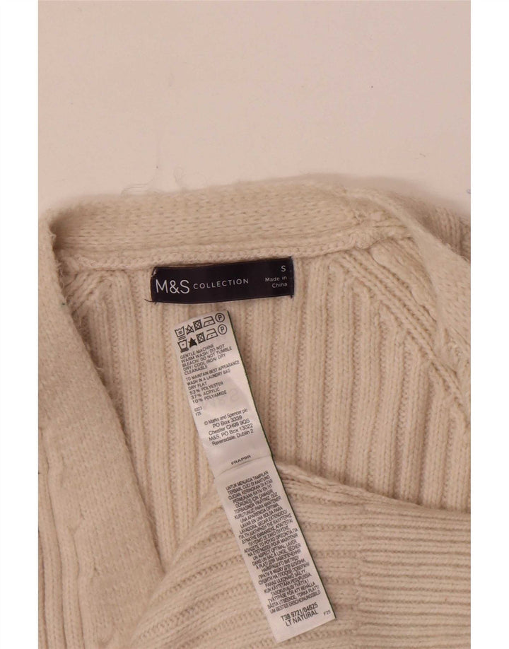 Marks & Spencer Offener Damen-Cardigan-Pullover UK 10 Small Beige Polyester