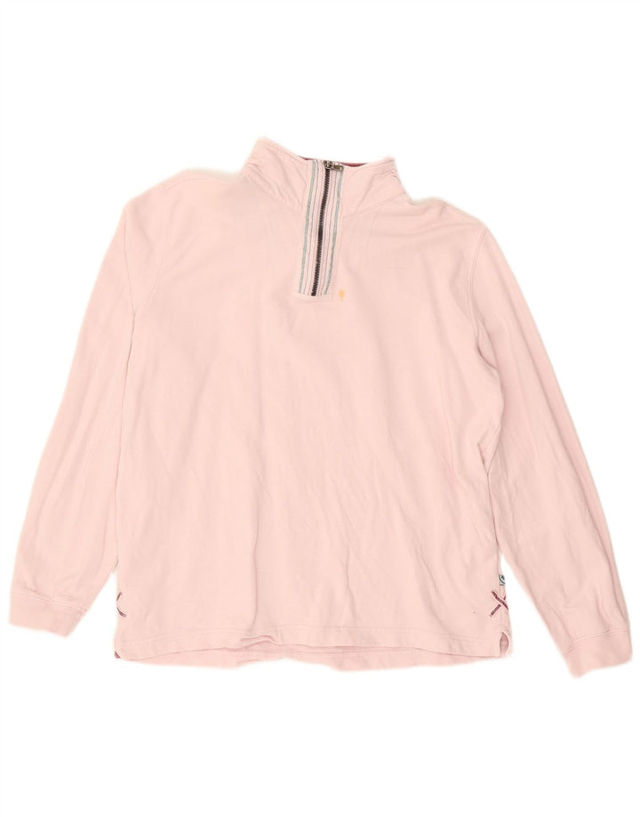 WHITE STUFF Damen-Sweatshirt mit Grafik und Reißverschluss am Hals, Gr. 12, Mittelrosa