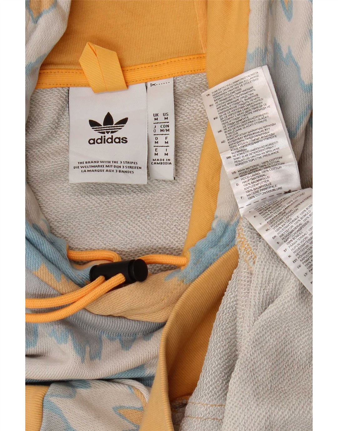 Adidas Herren-Kapuzenpullover mit Grafik, mittelgroß, mehrfarbig, Batik-Baumwolle