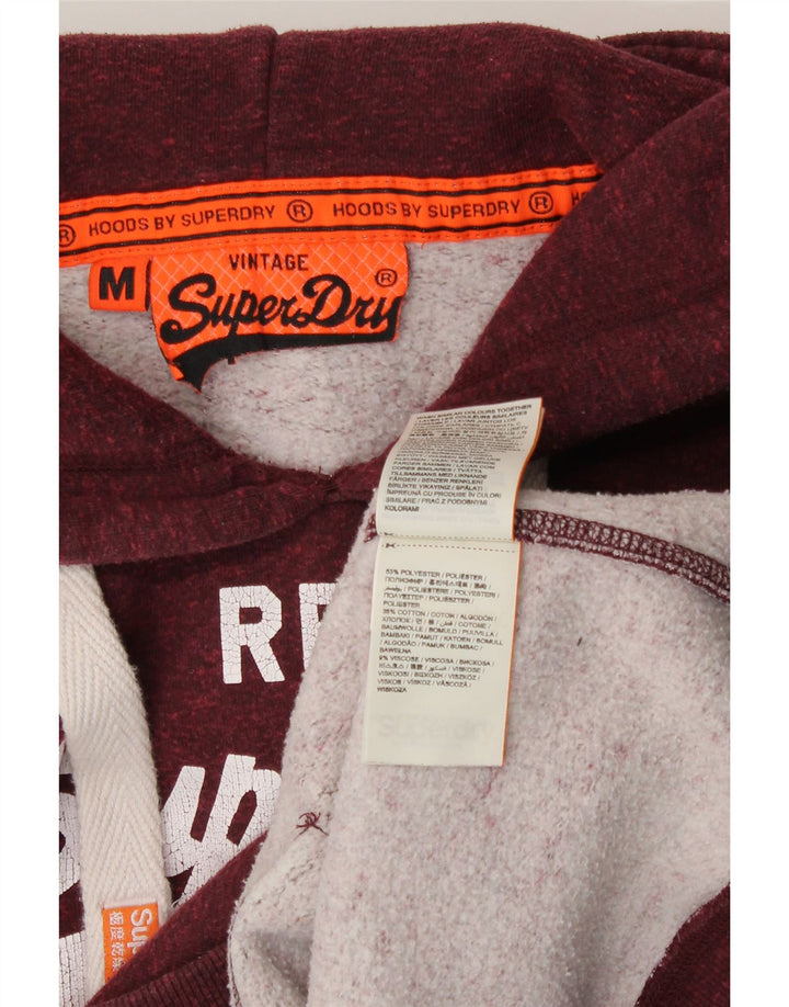 Superdry Damen-Kapuzenpullover mit Grafik, UK 14, mittleres Burgunderrot, Polyester