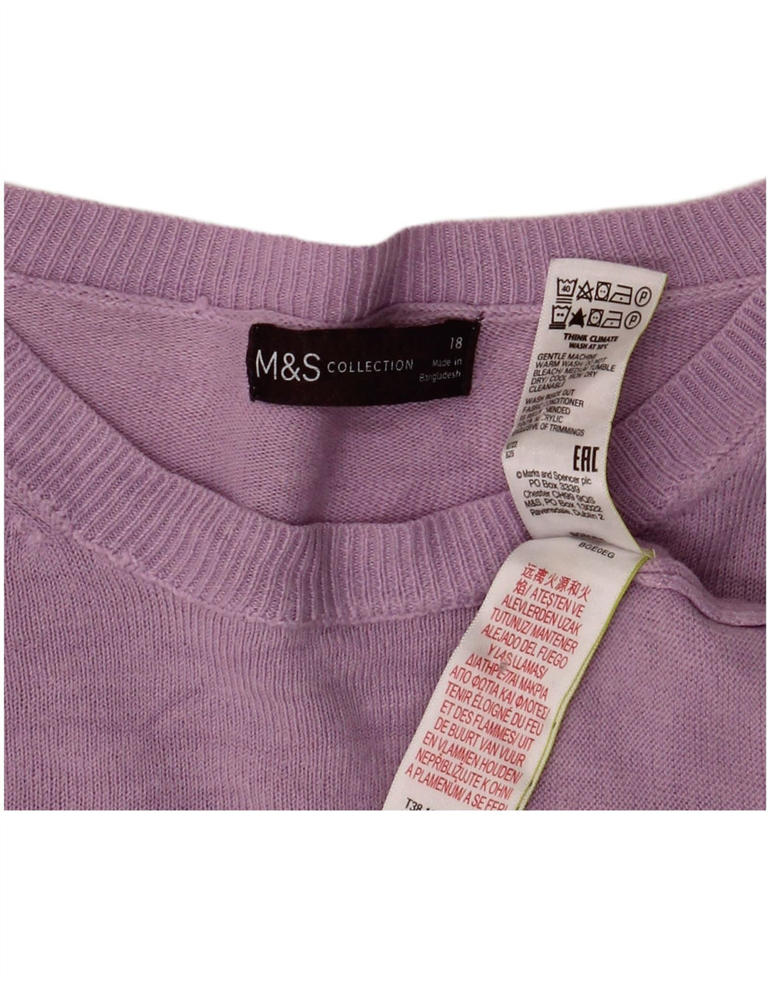 Marks & Spencer Damen-Pullover mit Rundhalsausschnitt, UK 18, XL, Lila, Acryl