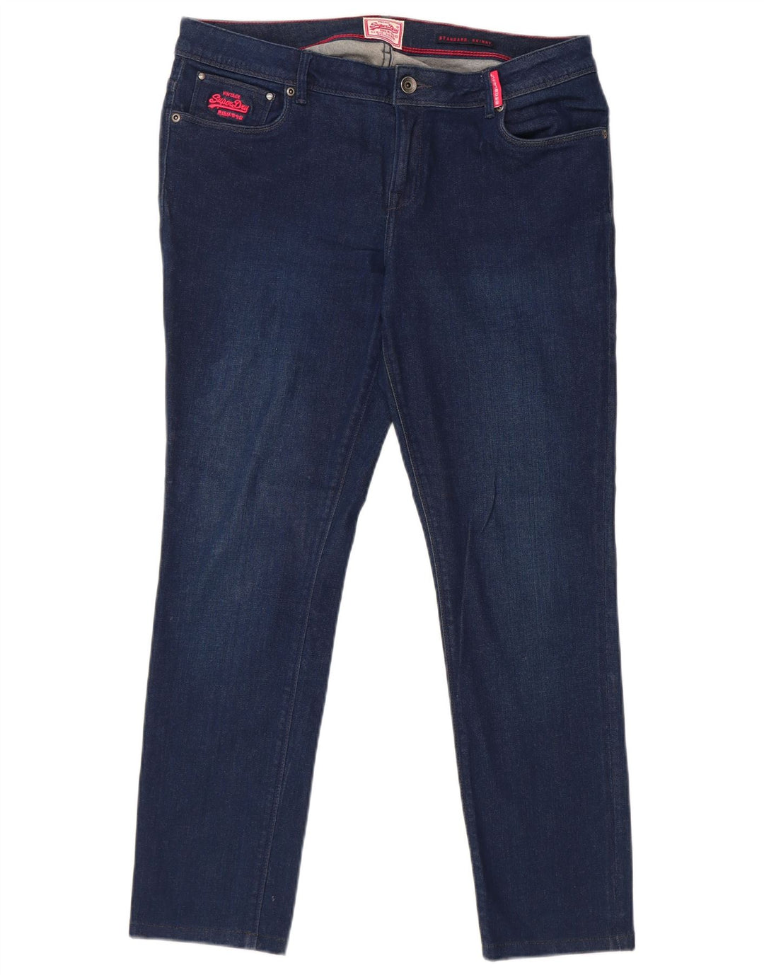 SUPERDRY Damen-Röhrenjeans mit Standard-Passform, W32, L28, blaue Baumwolle