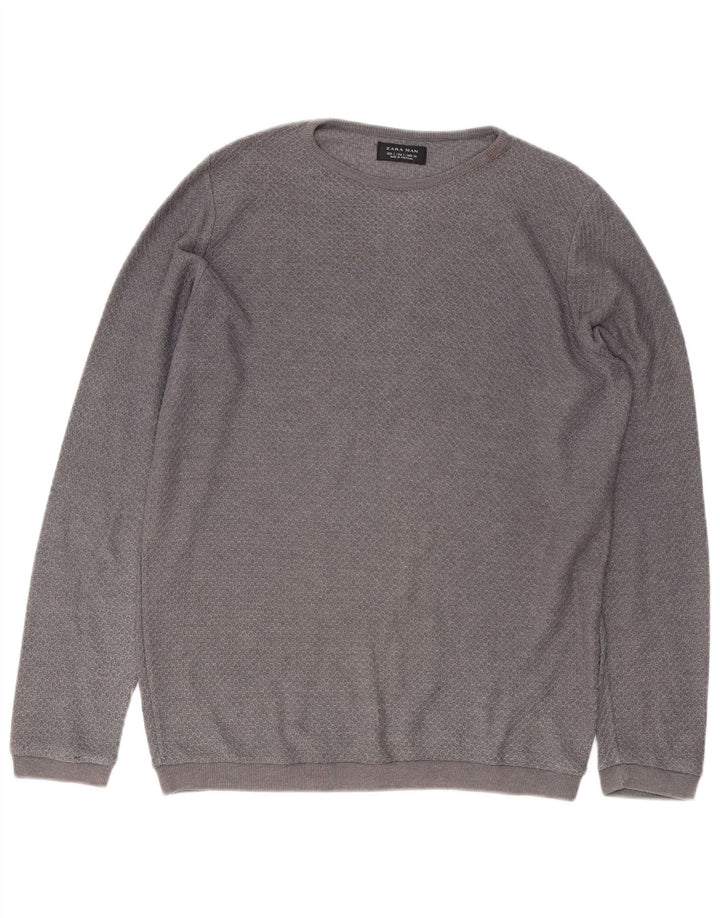 Zara Herren-Pullover mit U-Boot-Ausschnitt, Größe S, Grau