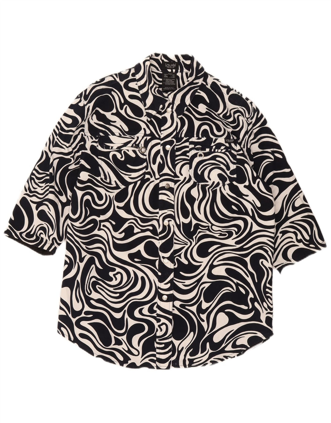 Laurel Damen Overshirt 1/2-Ärmel-Hemd IT 42 Medium Navy Blue Geometrisch