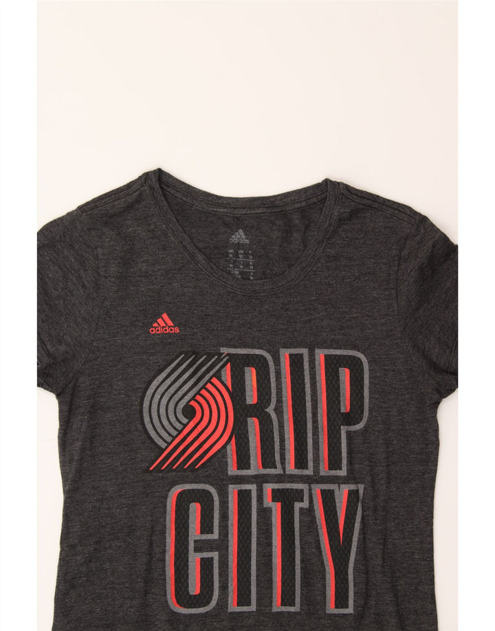 ADIDAS Womens Graphic T-Shirt Top UK 12 Medium Grey Polyester Vintage Adidas and Second-Hand Adidas from Messina Hembry 