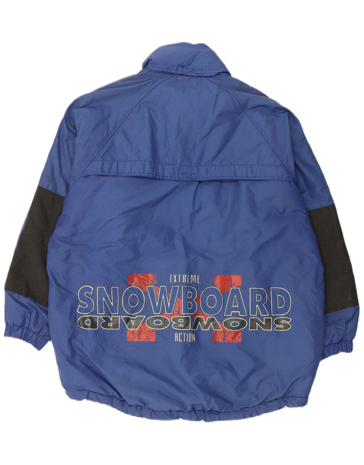 Vintage Herren Grafik Pullover Skijacke UK 42 XL Blau Polyamid