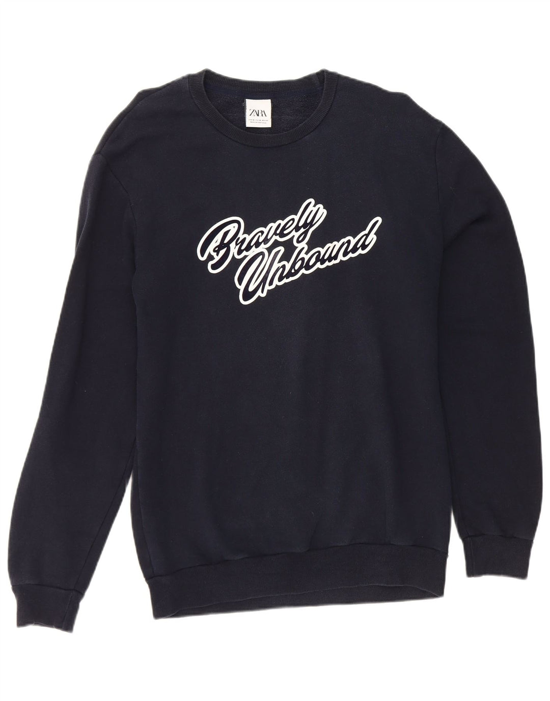 Zara Herren-Sweatshirt mit Grafik, mittelgroß, Marineblau