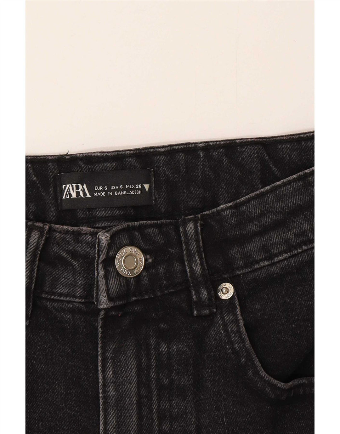 Zara Damen Mini-Jeansrock, Größe S, Größe 26, Grau, Baumwolle