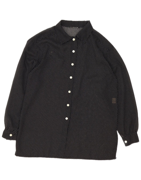 Vintage Damen Shirt UK 16 Large Schwarz gefleckt