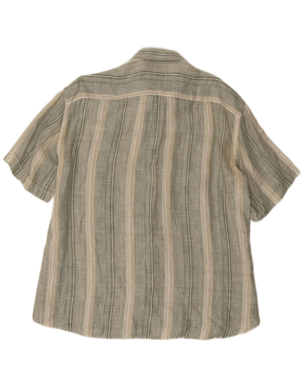 Roberto Guiducci Herren Kurzarmhemd Größe 42 16 1/2 Large Grau gestreift