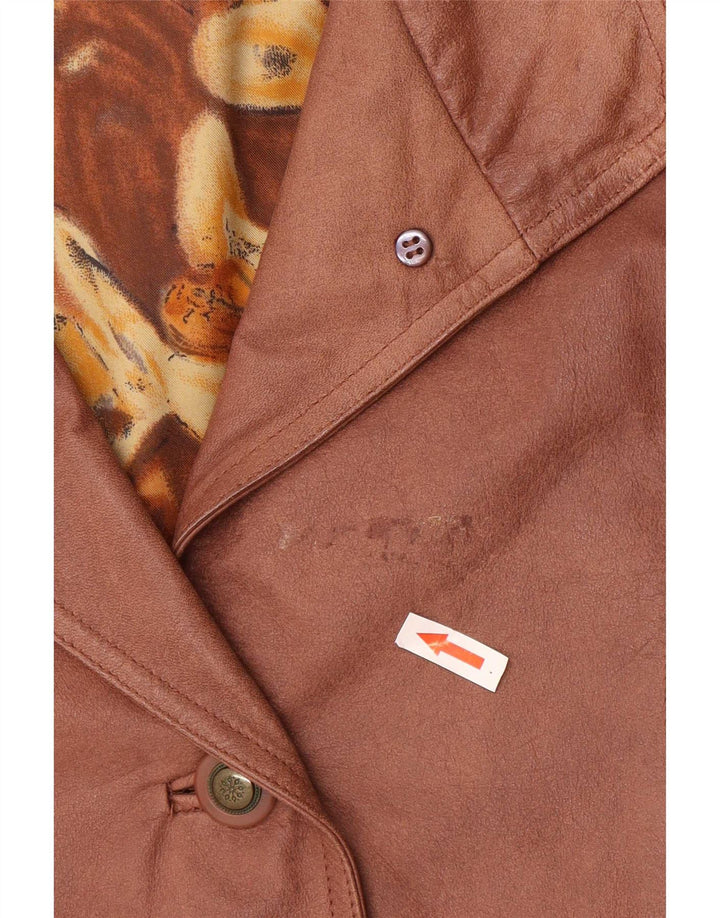 Vintage Damen Übergroßer Ledermantel EU 38 Mittelbraunes Leder