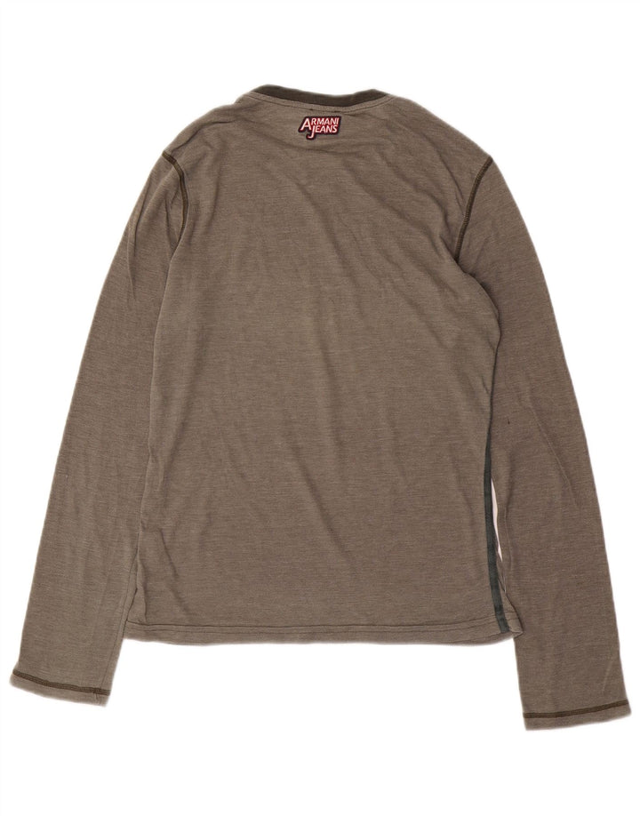ARMANI JEANS Herren-Grafik-Oberteil, langärmelig, klein, graue Baumwolle