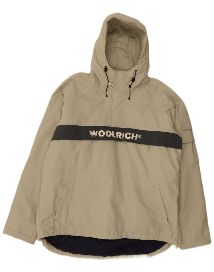 Woolrich Herren-Anorakjacke mit Kapuze, UK 38, mittlerer Khaki-Farbblock
