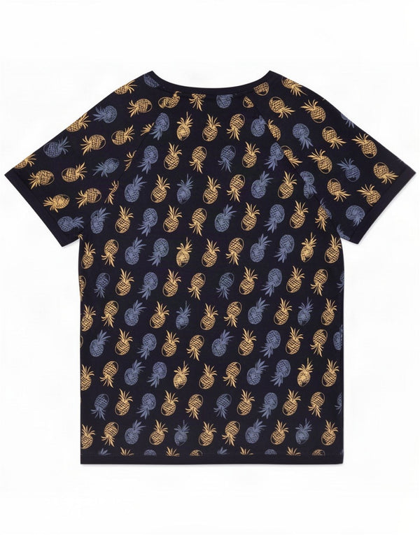 Marks & Spencer Damen Grafik-T-Shirt-Oberteil UK 12 Mittelmarineblaue Viskose