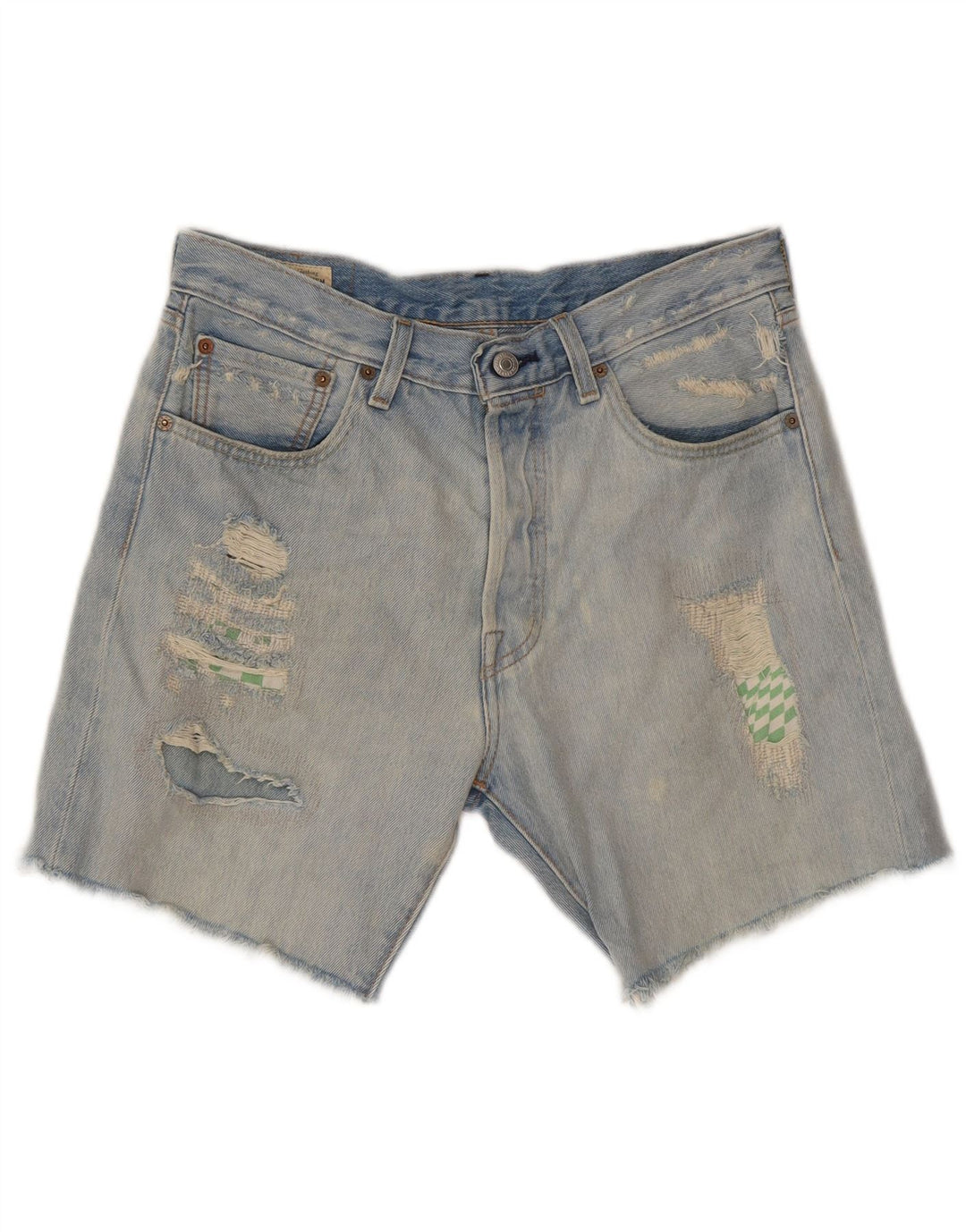 LEVI'S Mens 501 Distressed Denim Shorts W31 Medium Blue Cotton