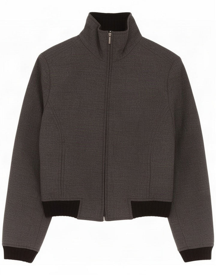 Trussardi Jeans Damen Bomberjacke IT 42 Mittelgrau Farbblock
