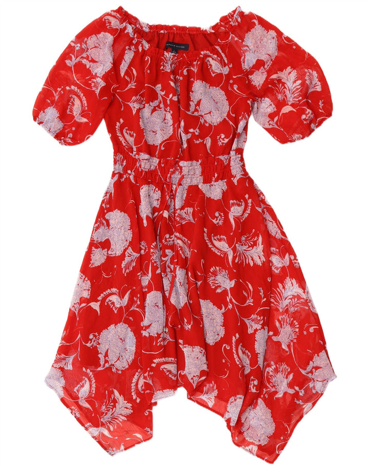 Tommy Hilfiger Damen Asymmetrisches Kleid US 8 Medium Red Floral