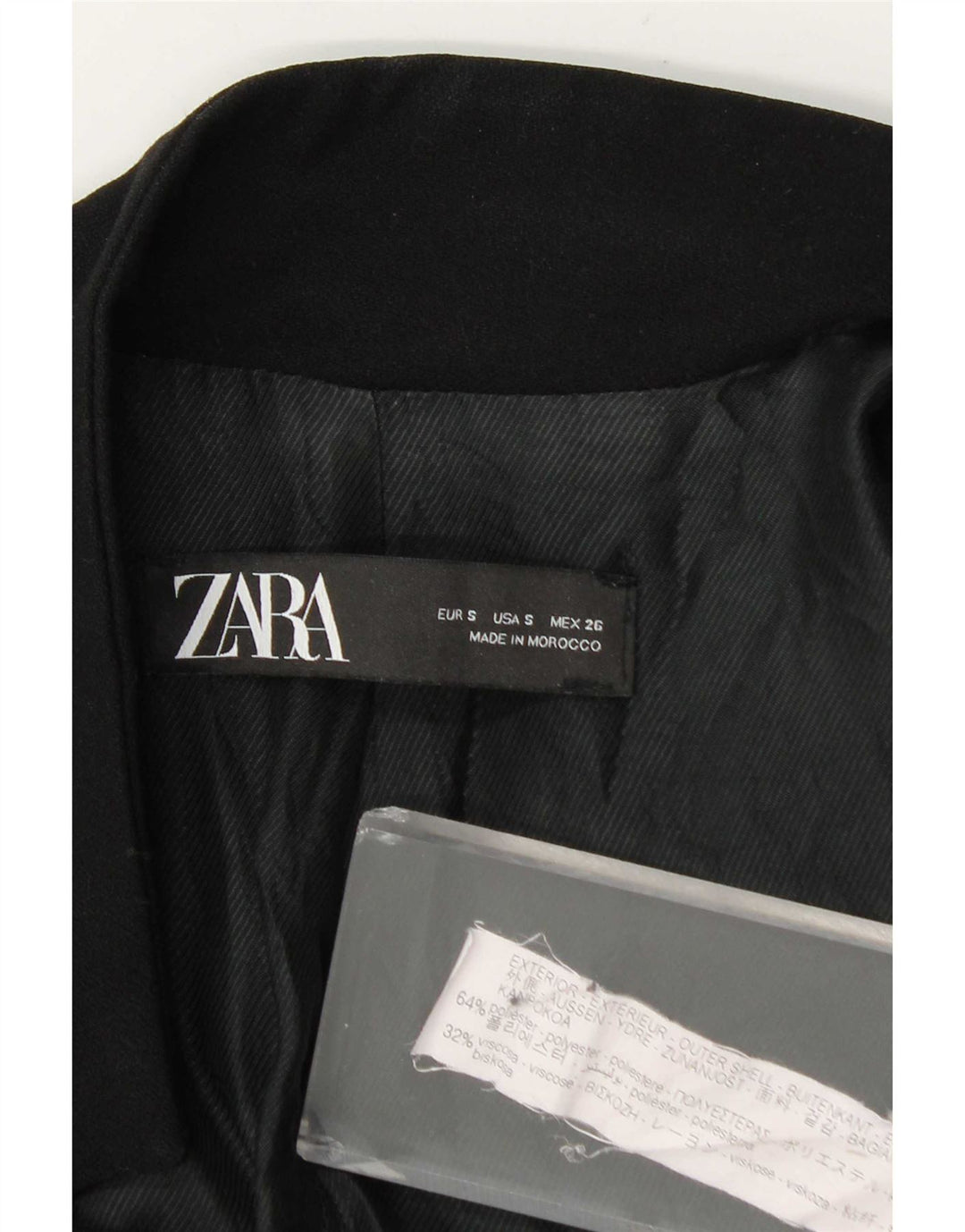 Zara Damen Longline Blazer Jacke UK 10 Small Schwarz Polyester