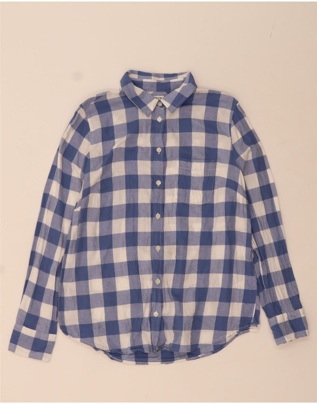 J. CREW Womens Shirt UK 14 Medium Navy Blue Colourblock Cotton Vintage J. Crew and Second-Hand J. Crew from Messina Hembry 