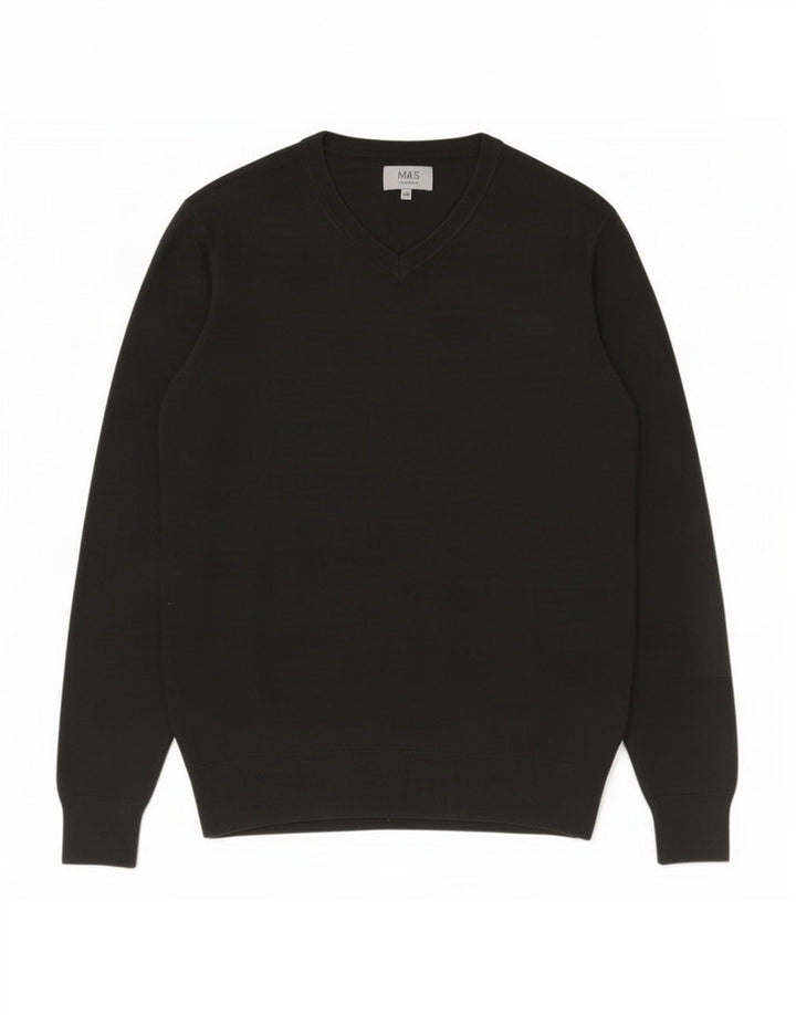 Marks & Spencer Herren-Pullover mit V-Ausschnitt, XL, Schwarz