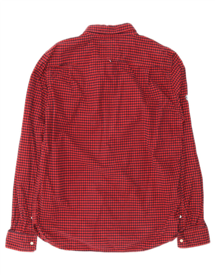 SUPERDRY Maßgeschneidertes Herren-Flanellhemd XL aus roter Gingham-Baumwolle