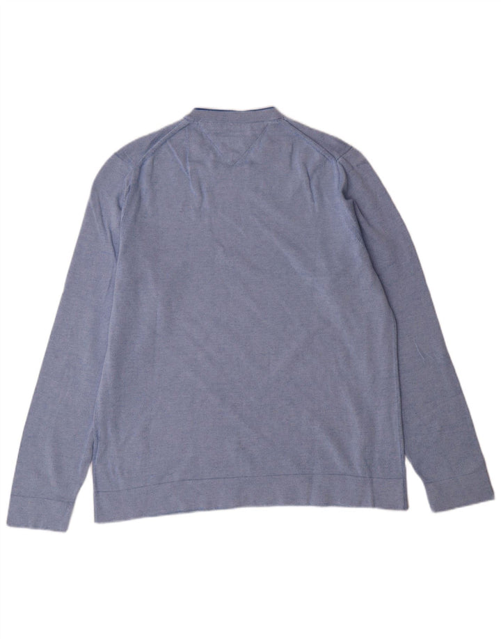 TOMMY HILFIGER Herren-Pullover mit Rundhalsausschnitt, mittelblaue Baumwolle
