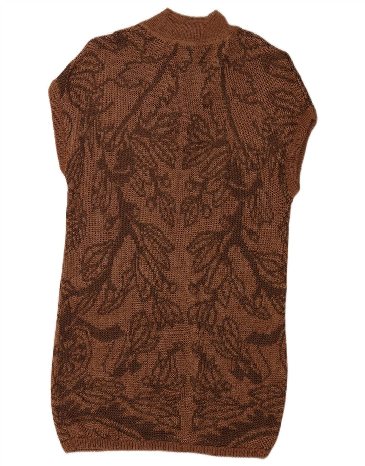 Ärmelloses Damen-Pulloverkleid von Magic, Größe 42, mittelbraune Viskose mit Blumenmuster