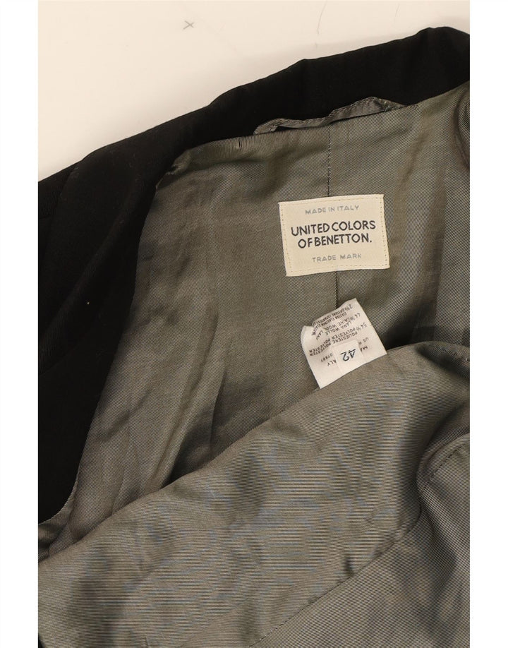 BENETTON Womens 4 Button Blazer Jacket IT 42 Medium Black Polyester Vintage Benetton and Second-Hand Benetton from Messina Hembry 