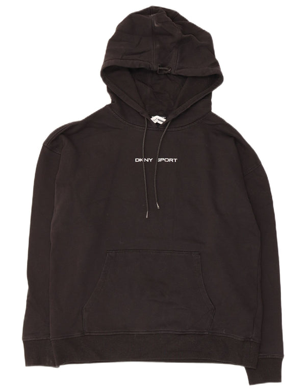 Dkny Womens Graphic Hoodie Pullover UK 14 Mittelschwarze Baumwolle