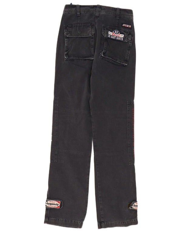 Vintage Herren Graphic Moto Racer Freizeithose IT 46 Small W30 L34 Grau