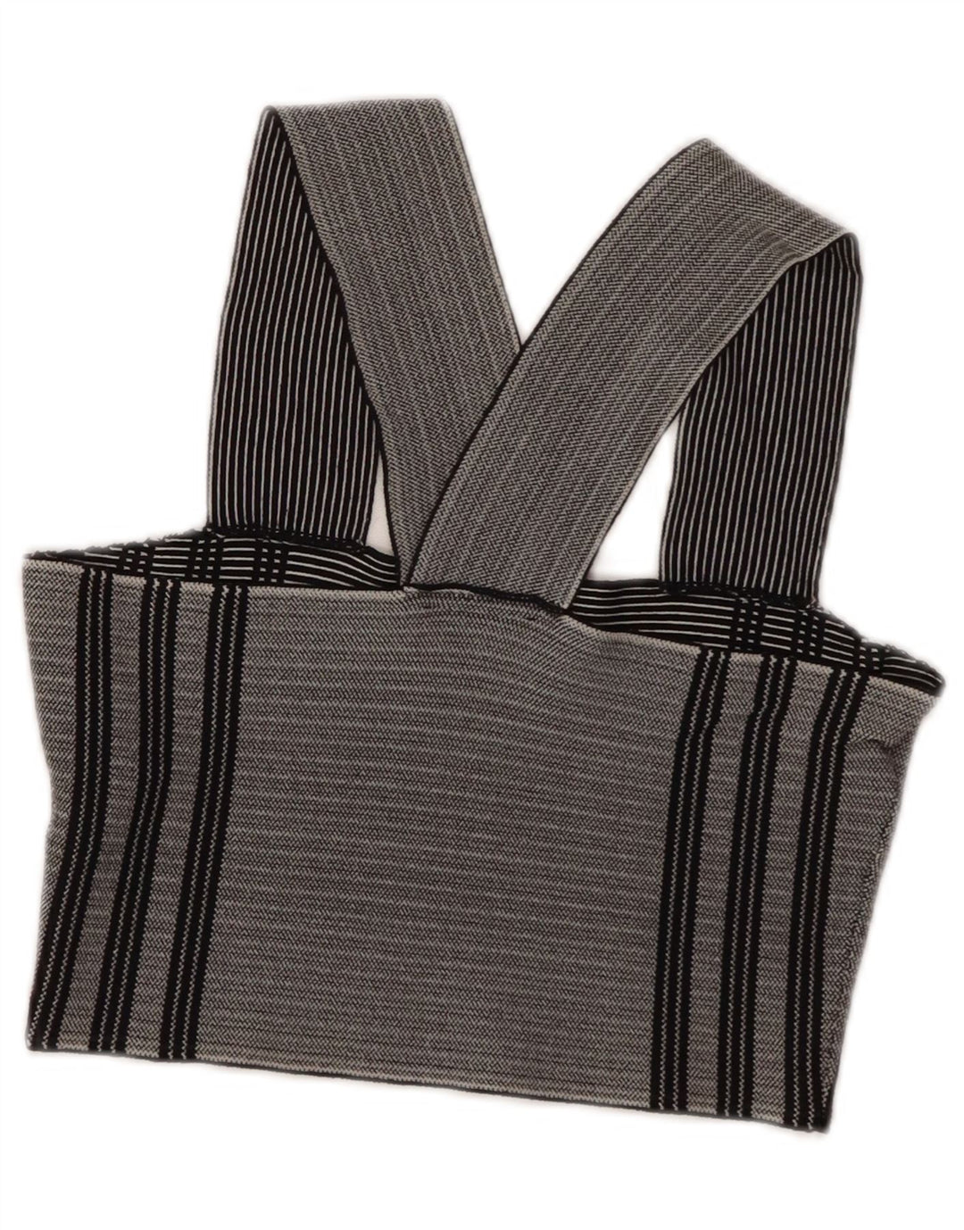 Topshop Damen Crop Neckholder Top UK 8 Small Grau gestreifte Viskose