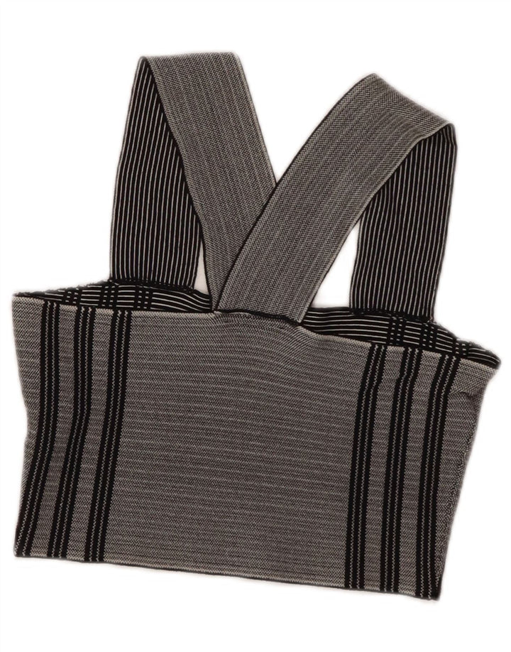 Topshop Damen Crop Neckholder Top UK 8 Small Grau gestreifte Viskose