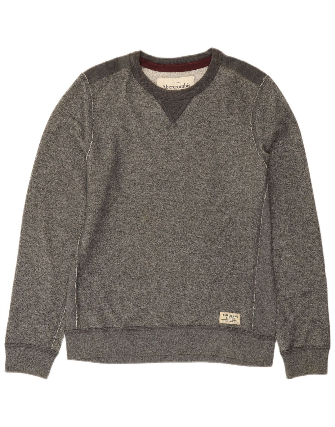 ABERCROMBIE & FITCH Herren-Sweatshirt-Pullover aus mittelgrauer Colourblock-Baumwolle