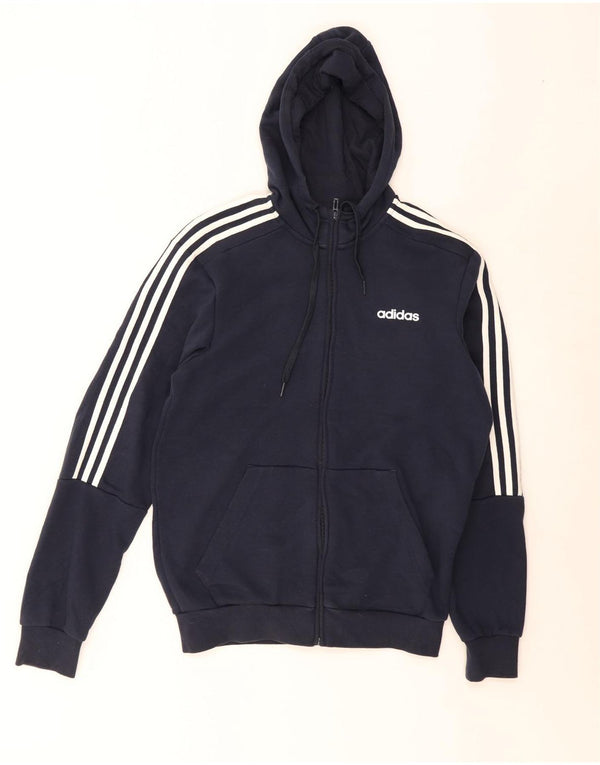 Adidas Herren-Kapuzenpullover mit Reißverschluss, mittlere marineblaue Baumwolle