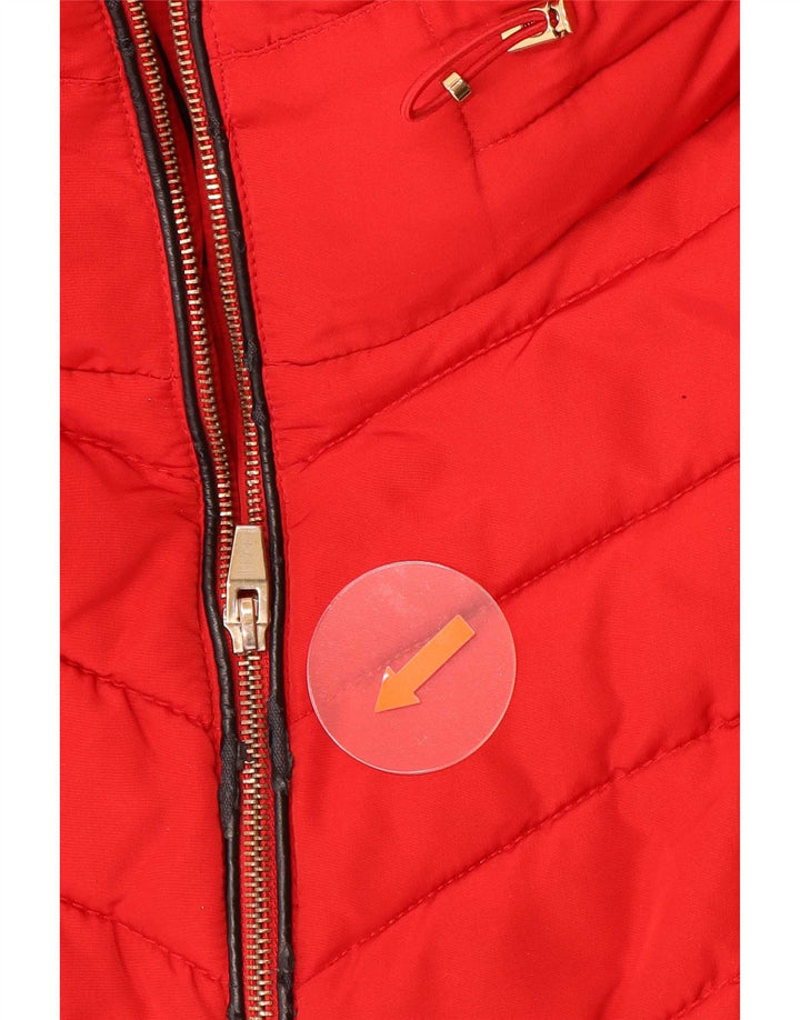 Zara Damen Wattierte Jacke UK 14 Large Rot Polyester