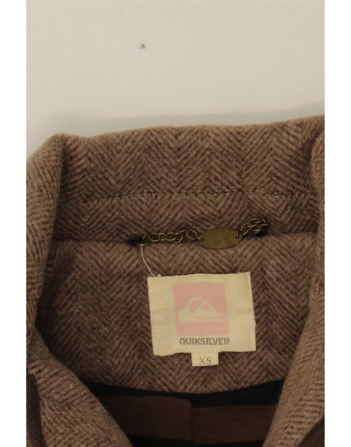 QUIKSILVER Womens 2 Button Blazer Jacket UK 6 XS Brown Herringbone Wool Vintage Quiksilver and Second-Hand Quiksilver from Messina Hembry 