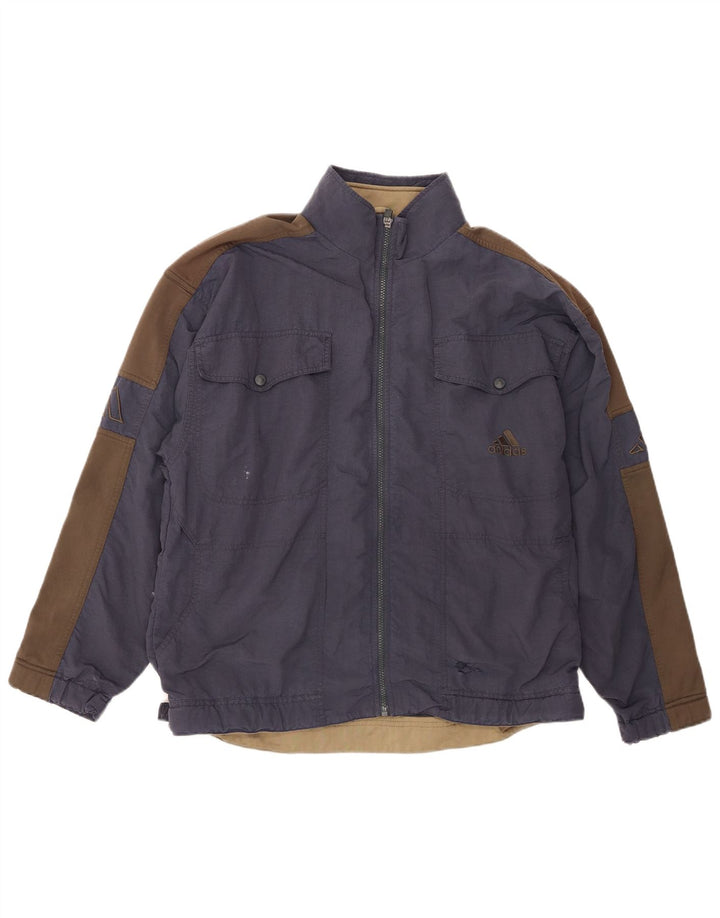 Adidas Herren Bomberjacke UK 40/42 Medium Marineblau Colourblock Polyester