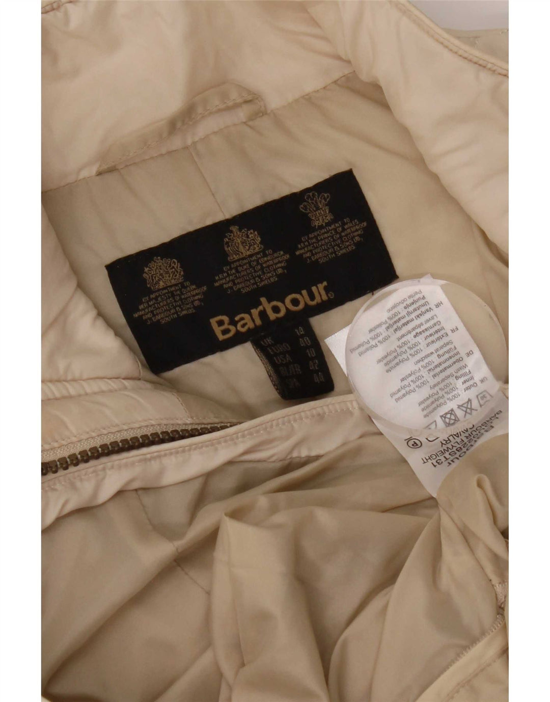 Barbour Damen Steppjacke UK 14 Large Beige Nylon