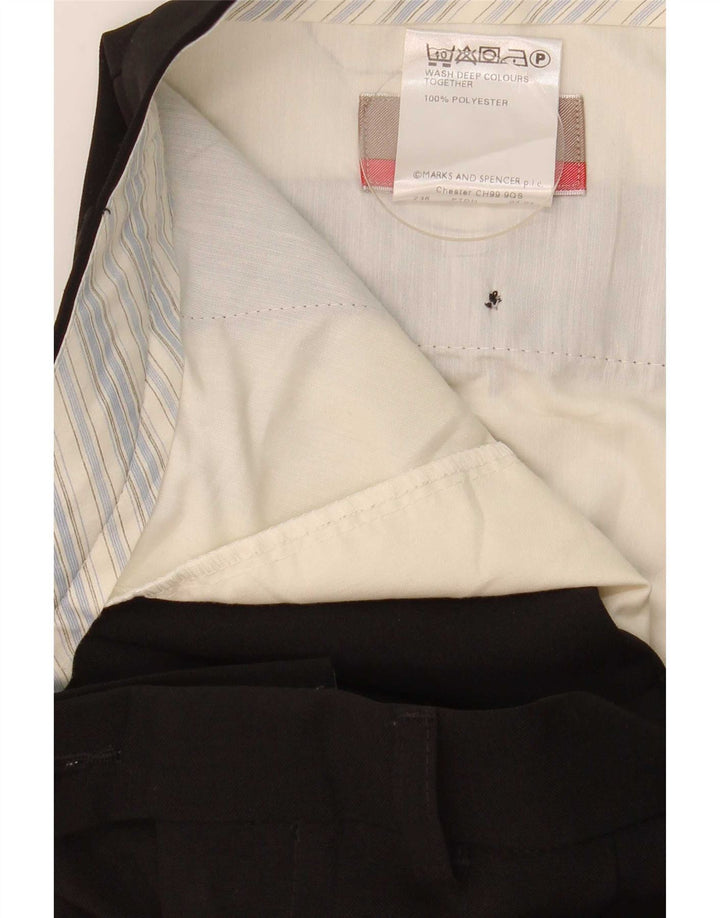 Marks & Spencer Herren-Anzughose mit Pegged-Anzug, W38, L29, schwarzes Polyester
