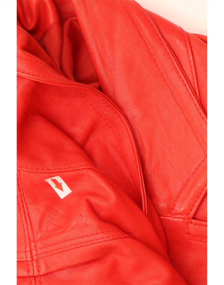 Vintage Damen Übergroßer Ledermantel UK 18 XL Rot