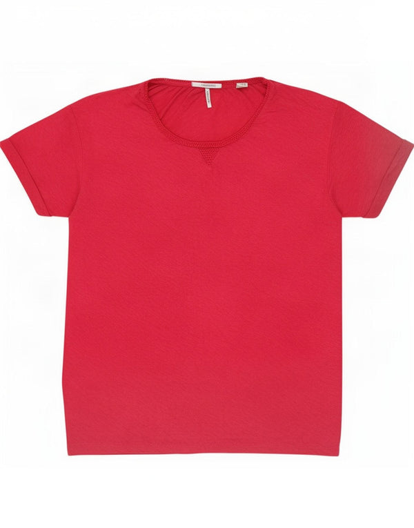 Scotch & Soda Damen Übergroßes T-Shirt-Oberteil US 1 XS Rosa geflecktes Leinen