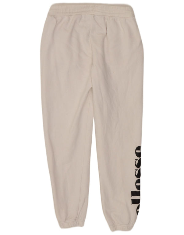 Ellesse Womens Graphic Trainingshose Jogger UK 10 Small Weiße Baumwolle