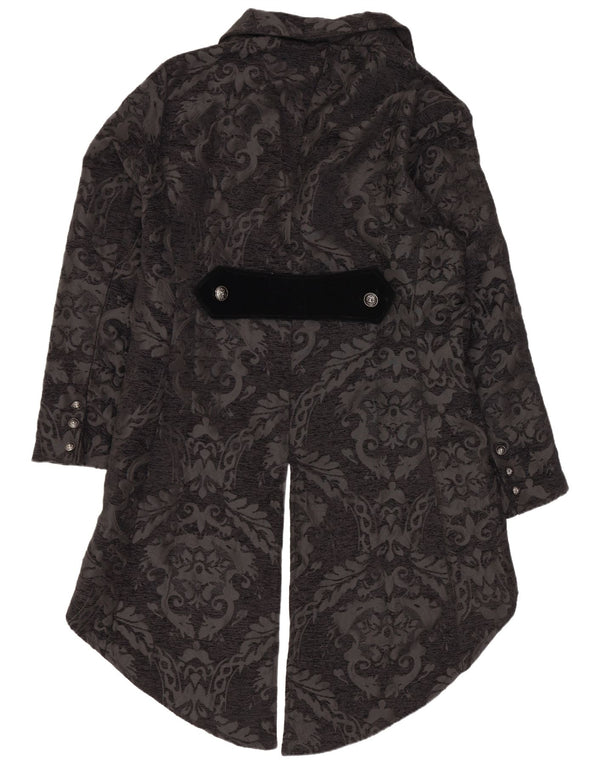 Vintage Damen Tailcoat Blazer Jacke UK 20 2XL Schwarz Paisley