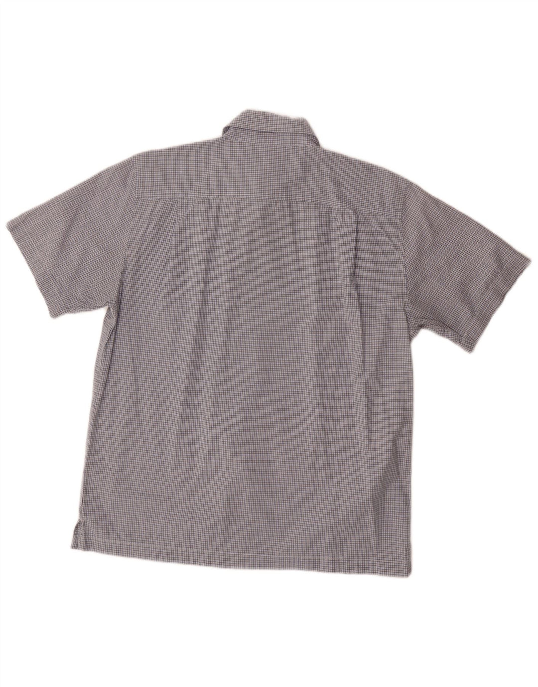 DOCKERS Herren-Kurzarmhemd aus mittelblau karierter Baumwolle