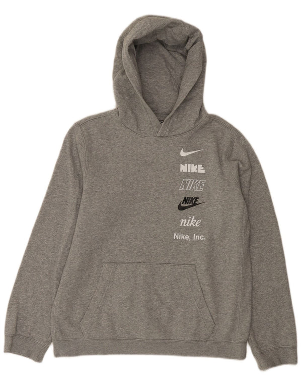 Nike Jungen-Kapuzenpullover mit Grafik, 13–14 Jahre, XL, graue Baumwolle