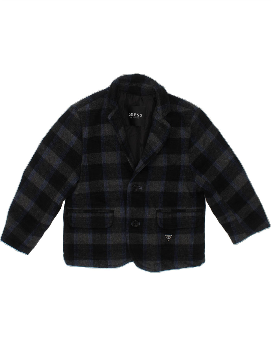 GUESS Baby Boys Overcoat 6-9 Months Navy Blue Check Vintage Guess and Second-Hand Guess from Messina Hembry 