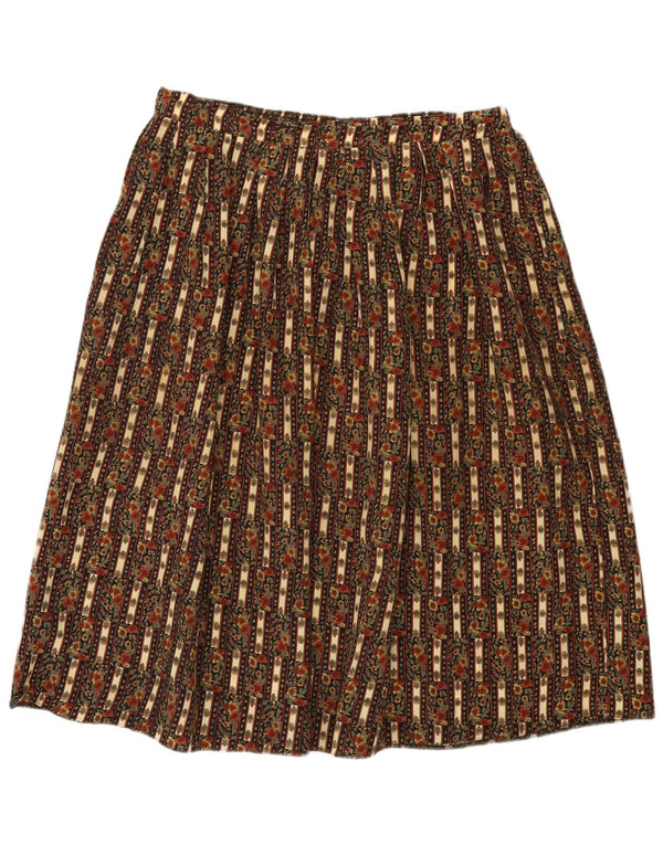 Vintage Damen High Waist Flared Rock UK 22/24 2XL W34 Khaki Floral