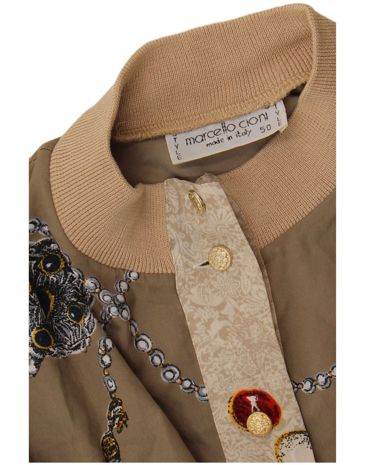 Marcello Cioni Damen Bomberjacke mit Grafik, IT 50 XL, Beige, Farbblock