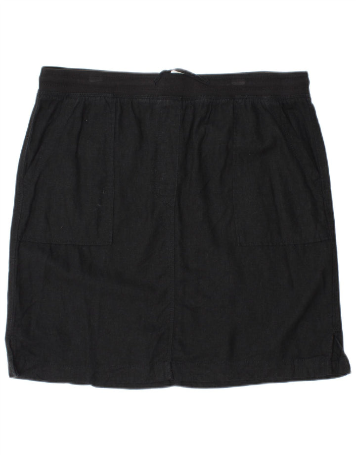 MARKS & SPENCER Damen Minirock UK 16 Large W34 Schwarzes Leinen